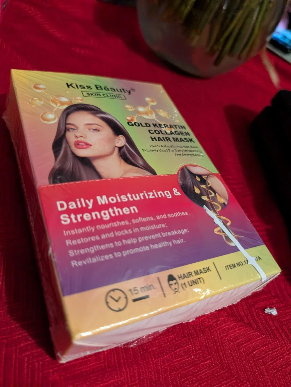 Skin Gold Keratin Collagen Hair Mask - Pink/Peach Gradient
